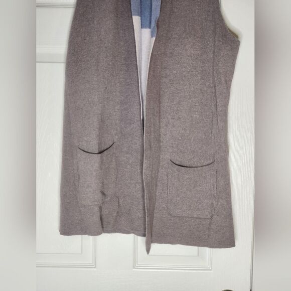 Benedetta B. L PastelChocolate WOOL CASHMERE Blend Knit Slvless Women Cardigan - Picture 2 of 10